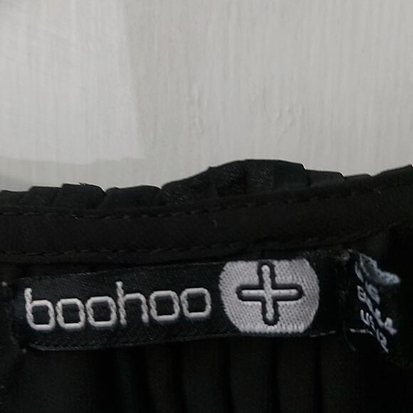 BooHoo Black Bow Sheer Dress  Poet Shirt 12  Classic Coquette Girl Minimalist - Picture 7 of 8